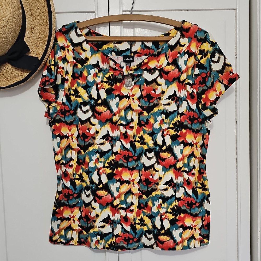 Rafaella Vibrant Multicolor Short Sleeve Top